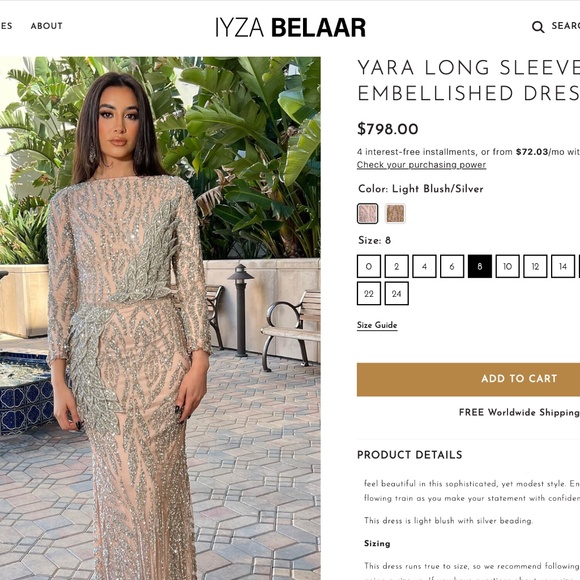 Yara Long Sleeve Embellished Dress - Picture 4 of 12